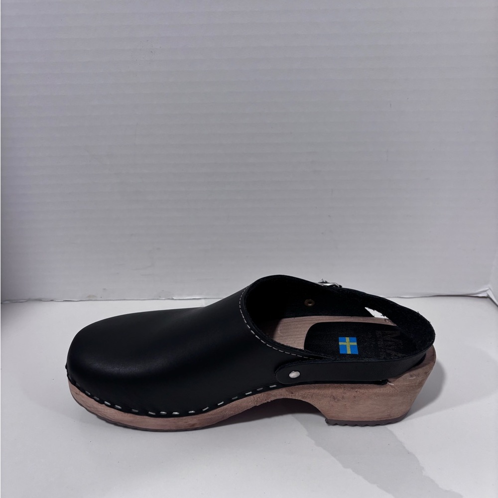 MIA Alma Lug Leather Swedish Anatomisk Clogs Shoes Black Size 40 - Picture 6 of 8